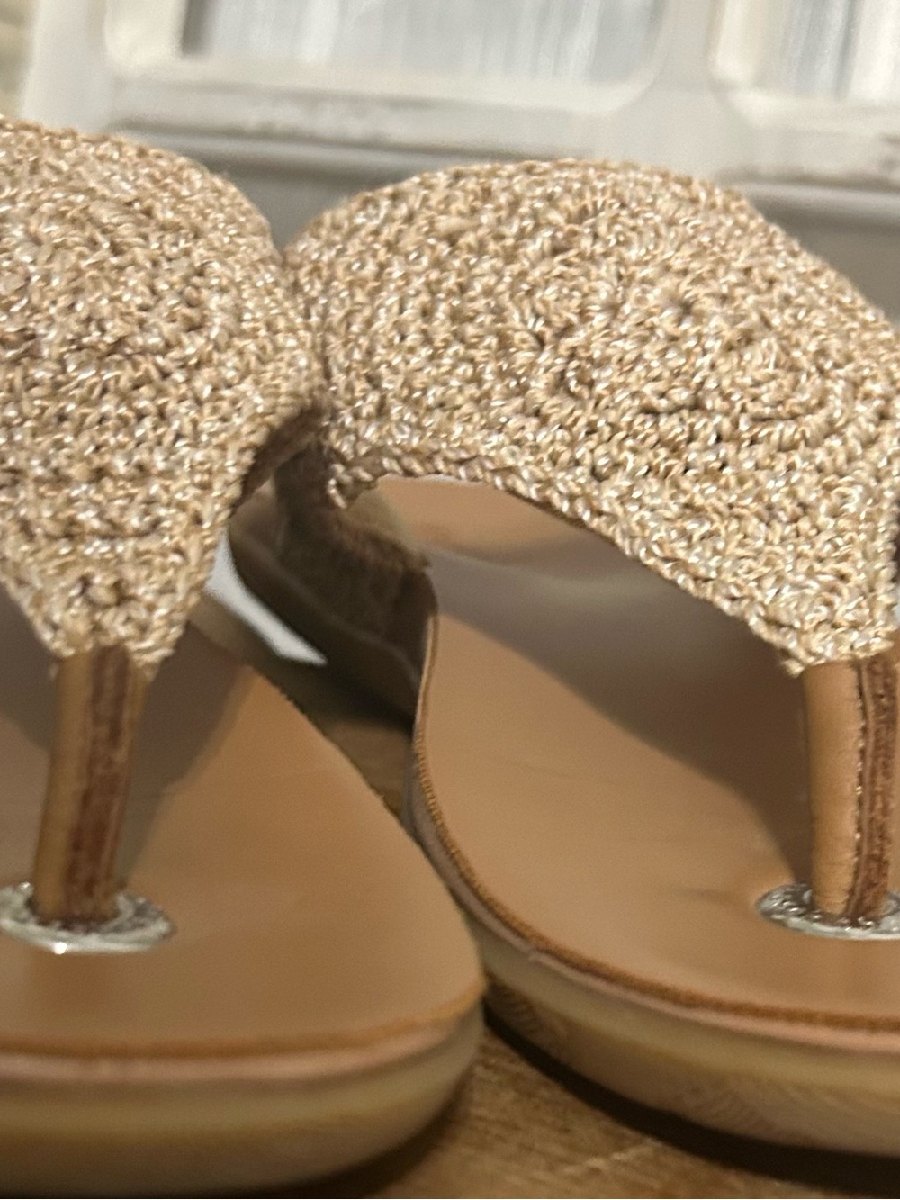 The Sak Beige Crochet Thong Sandals size 7 beach cottagecore earthy - Picture 3 of 9